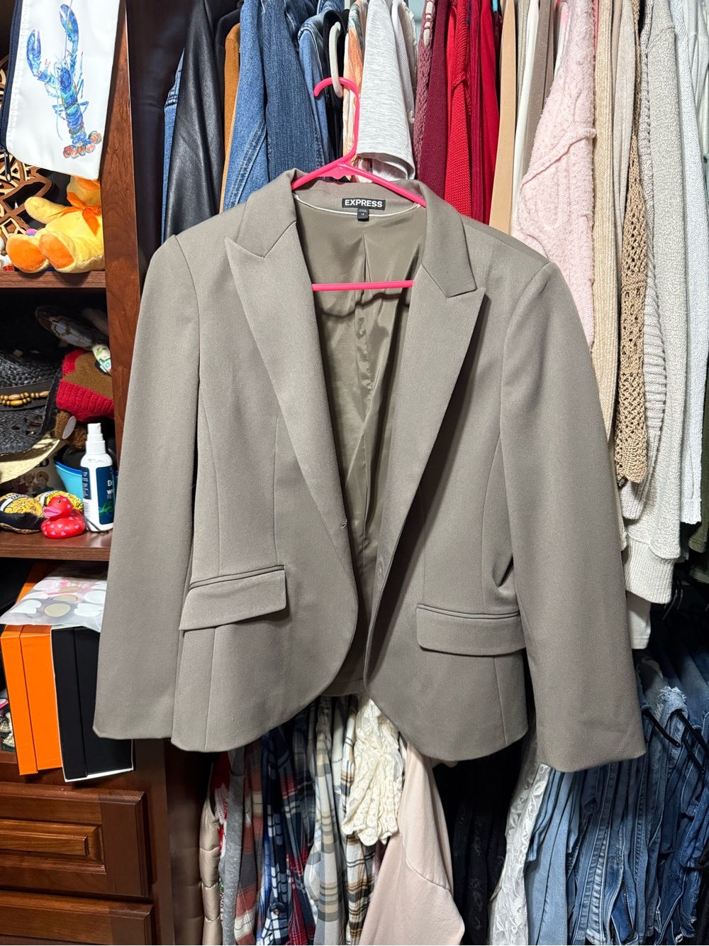 Express Taupe Notch-Lapel Blazer